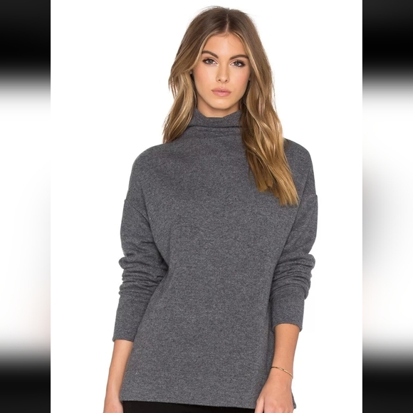 James Perse Grey Pullover Mockneck Wool Sweater 3/Large Preppy Neutral Old Money - Picture 2 of 12